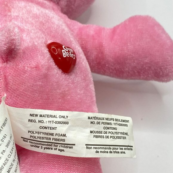 2007 Nanco Care Bears Cheer Bear Plush Stuffed Animal Toy Pink Heart Rainbow 8" - Picture 11 of 15